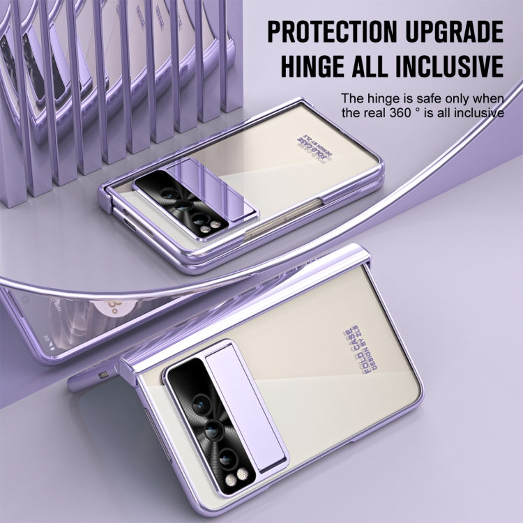 For Google Pixel Fold Integrated Electroplating Folding Phone Case with Hinge(Purple) - Google Cases by PMC TechLife | Online Shopping South Africa | PMC TechLife | Buy Now Pay Later Mobicred