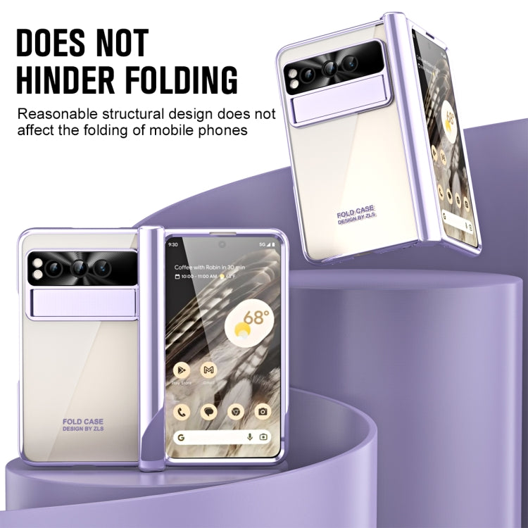 For Google Pixel Fold Integrated Electroplating Folding Phone Case with Hinge(Purple) - Google Cases by PMC TechLife | Online Shopping South Africa | PMC TechLife | Buy Now Pay Later Mobicred