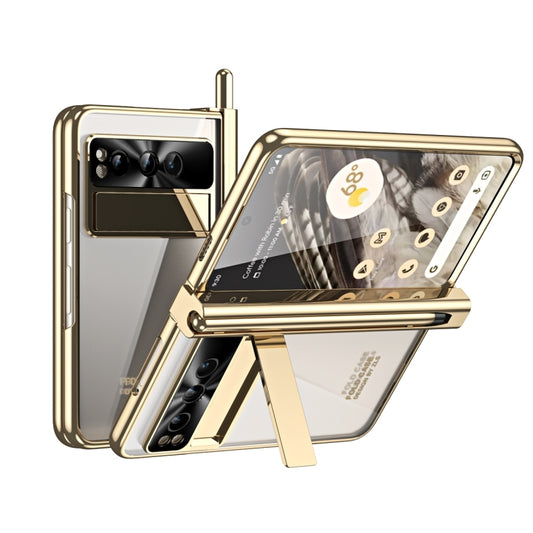 For Google Pixel Fold Integrated Electroplating Folding Phone Case with Pen Slot(Tyrant Gold) - Google Cases by PMC Jewellery | Online Shopping South Africa | PMC Jewellery | Buy Now Pay Later Mobicred