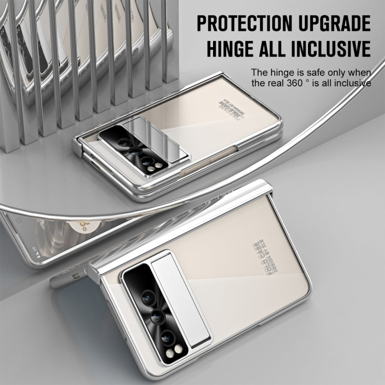 For Google Pixel Fold Integrated Electroplating Folding Phone Case with Pen Slot(Silver) - Google Cases by PMC TechLife | Online Shopping South Africa | PMC TechLife | Buy Now Pay Later Mobicred