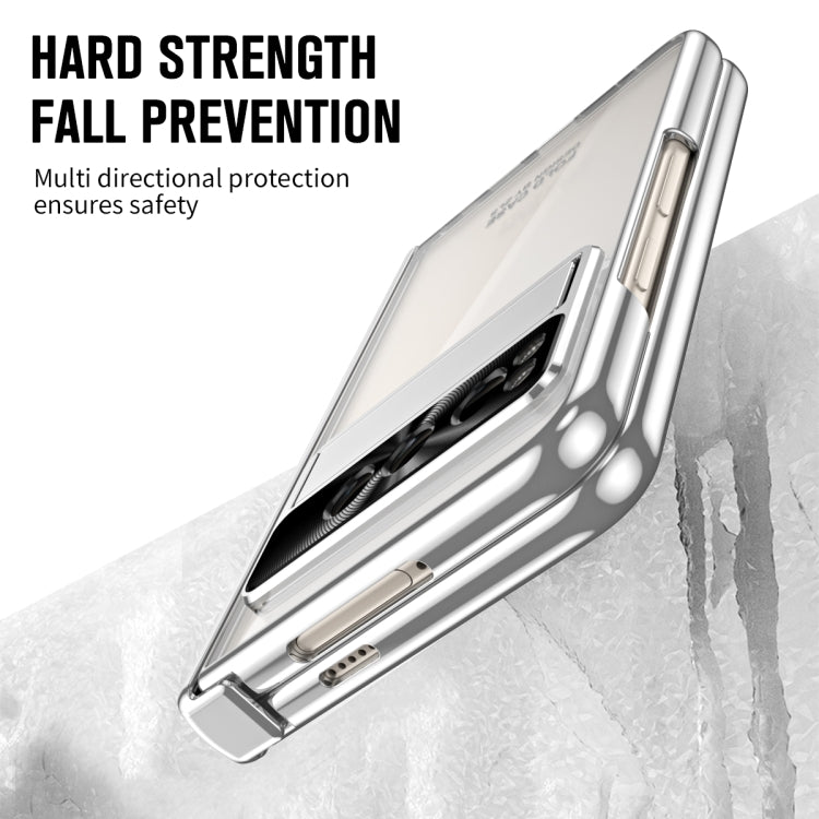 For Google Pixel Fold Integrated Electroplating Folding Phone Case with Pen Slot(Silver) - Google Cases by PMC TechLife | Online Shopping South Africa | PMC TechLife | Buy Now Pay Later Mobicred