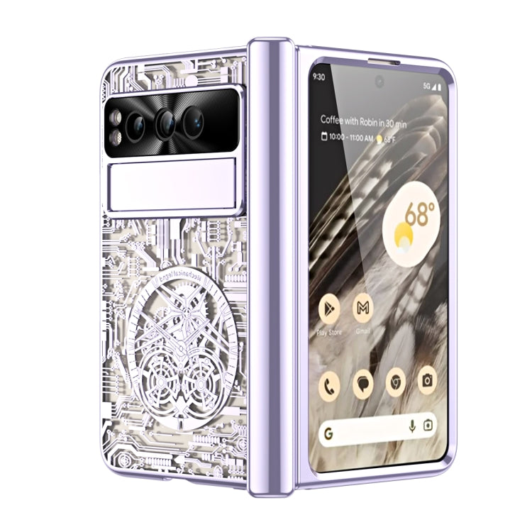 For Google Pixel Fold Mechanical Legend Integrated Electroplating All-inclusive Phone Case(Purple) - Google Cases by PMC TechLife | Online Shopping South Africa | PMC TechLife | Buy Now Pay Later Mobicred