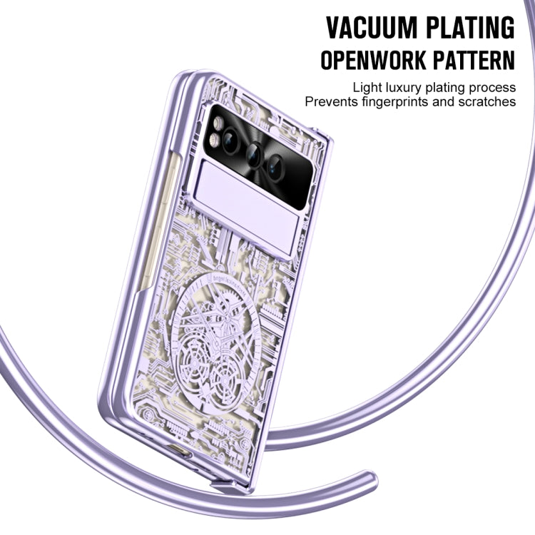 For Google Pixel Fold Mechanical Legend Integrated Electroplating All-inclusive Phone Case(Purple) - Google Cases by PMC TechLife | Online Shopping South Africa | PMC TechLife | Buy Now Pay Later Mobicred