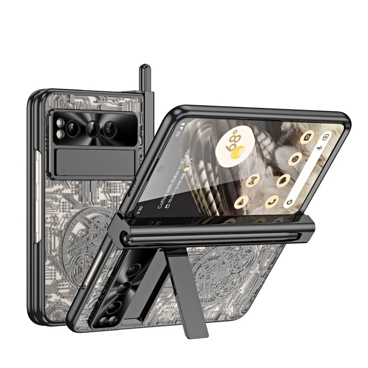 For Google Pixel Fold Mechanical Legend Integrated Electroplating All-inclusive Phone Case with Pen Slot(Black) - Google Cases by PMC TechLife | Online Shopping South Africa | PMC TechLife | Buy Now Pay Later Mobicred