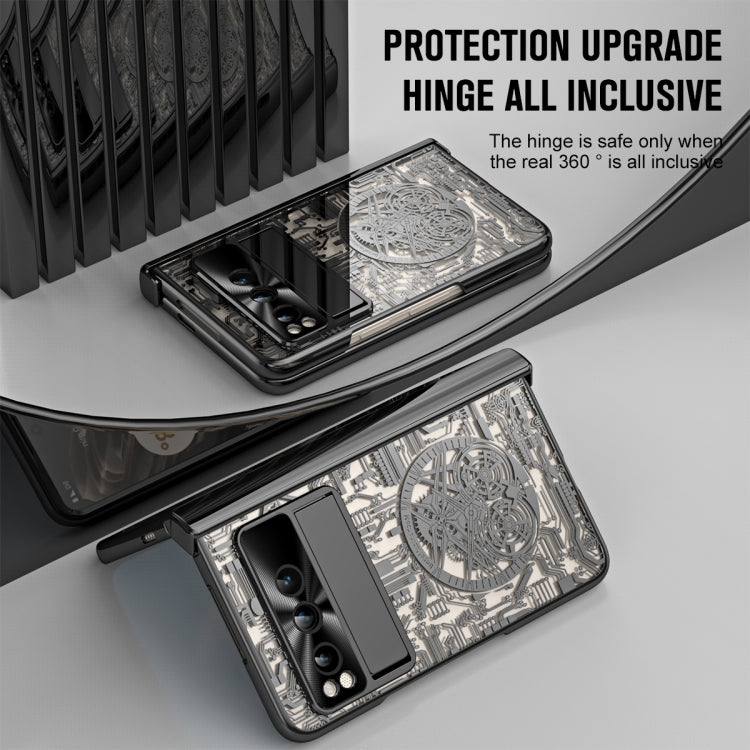 For Google Pixel Fold Mechanical Legend Integrated Electroplating All-inclusive Phone Case with Pen Slot(Black) - Google Cases by PMC TechLife | Online Shopping South Africa | PMC TechLife | Buy Now Pay Later Mobicred