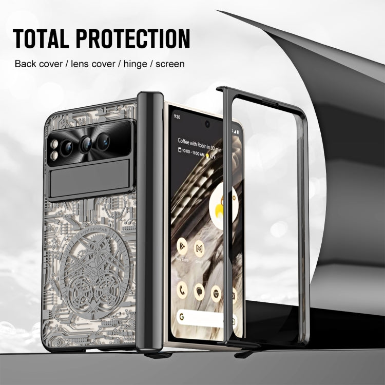 For Google Pixel Fold Mechanical Legend Integrated Electroplating All-inclusive Phone Case with Pen Slot(Black) - Google Cases by PMC TechLife | Online Shopping South Africa | PMC TechLife | Buy Now Pay Later Mobicred