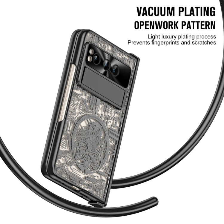 For Google Pixel Fold Mechanical Legend Integrated Electroplating All-inclusive Phone Case with Pen Slot(Black) - Google Cases by PMC TechLife | Online Shopping South Africa | PMC TechLife | Buy Now Pay Later Mobicred