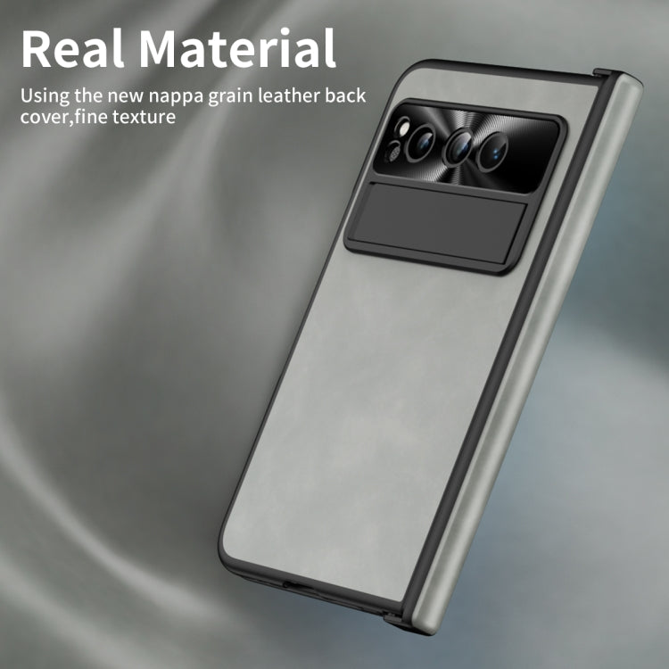 For Google Pixel Fold Integrated Napa Texture All-inclusive Phone Case with Hinge(White) - Google Cases by PMC TechLife | Online Shopping South Africa | PMC TechLife | Buy Now Pay Later Mobicred