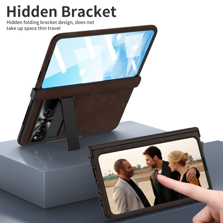 For Google Pixel Fold Integrated Napa Texture All-inclusive Phone Case with Hinge(Coffee) - Google Cases by PMC TechLife | Online Shopping South Africa | PMC TechLife | Buy Now Pay Later Mobicred