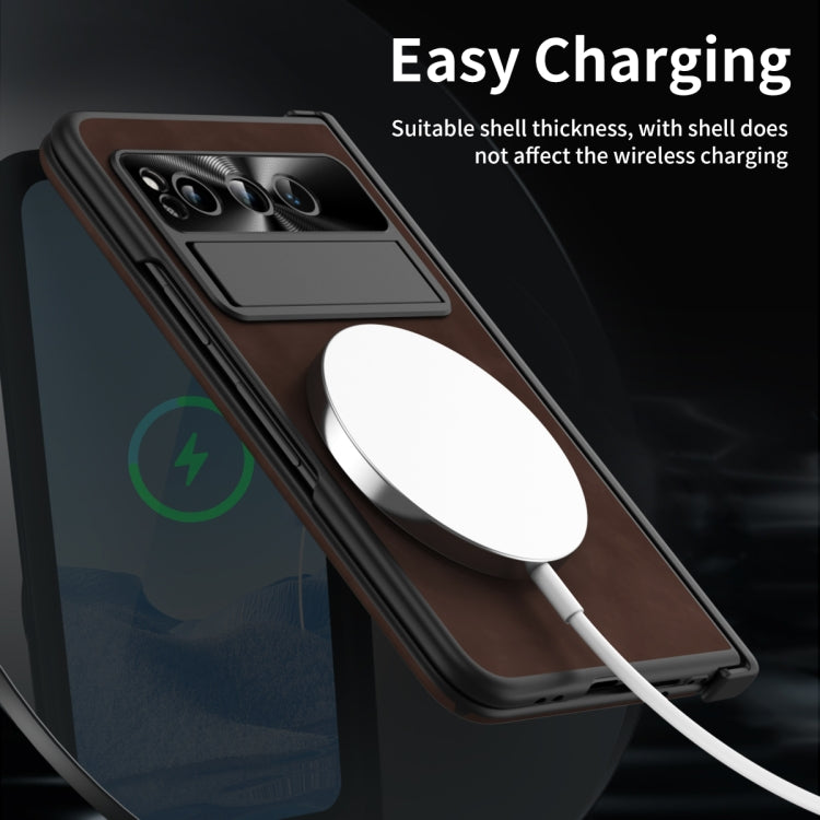 For Google Pixel Fold Integrated Napa Texture All-inclusive Phone Case with Hinge(Coffee) - Google Cases by PMC TechLife | Online Shopping South Africa | PMC TechLife | Buy Now Pay Later Mobicred