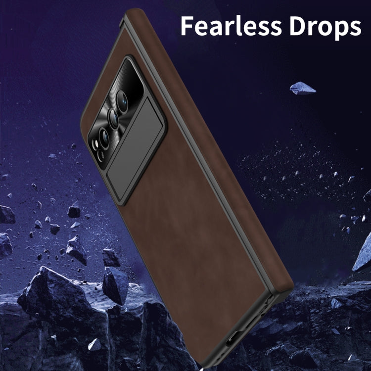 For Google Pixel Fold Integrated Napa Texture All-inclusive Phone Case with Hinge(Coffee) - Google Cases by PMC TechLife | Online Shopping South Africa | PMC TechLife | Buy Now Pay Later Mobicred