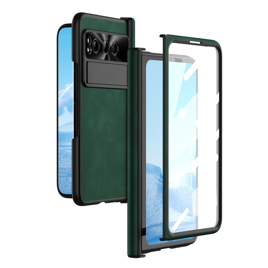 For Google Pixel Fold Integrated Napa Texture All-inclusive Phone Case with Hinge(Green) - Google Cases by PMC Jewellery | Online Shopping South Africa | PMC Jewellery | Buy Now Pay Later Mobicred