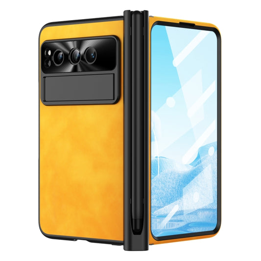 For Google Pixel Fold Integrated Napa Texture All-inclusive Phone Case with Pen Slot(Yellow) - Google Cases by PMC Jewellery | Online Shopping South Africa | PMC Jewellery | Buy Now Pay Later Mobicred