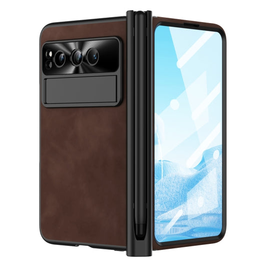 For Google Pixel Fold Integrated Napa Texture All-inclusive Phone Case with Pen Slot(Coffee) - Google Cases by PMC Jewellery | Online Shopping South Africa | PMC Jewellery | Buy Now Pay Later Mobicred