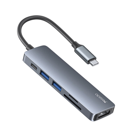 Yesido HB11 6 in 1 USB-C / Type-C Ports Multifunctional Docking Station HUB Adapter - USB HUB by Yesido | Online Shopping South Africa | PMC Jewellery | Buy Now Pay Later Mobicred