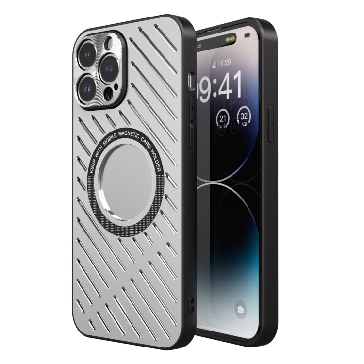For iPhone 14 Pro R-JUST RJ57 CD Pattern MagSafe Cooling Phone Case(Silver) - iPhone 14 Pro Cases by R-JUST | Online Shopping South Africa | PMC TechLife