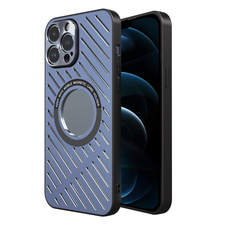 For iPhone 12 Pro Max R-JUST RJ57 CD Pattern MagSafe Cooling Phone Case(Blue) - iPhone 12 Pro Max Cases by R-JUST | Online Shopping South Africa | PMC Jewellery