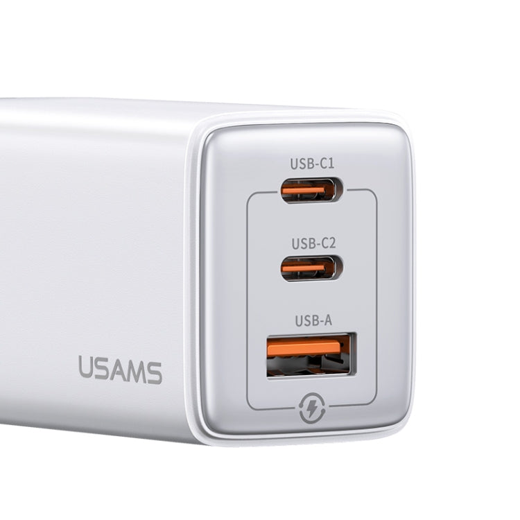 USAMS US-CC180 65W ACC Three Ports GaN Charger, EU Plug(Black) - USB Charger by USAMS | Online Shopping South Africa | PMC Jewellery | Buy Now Pay Later Mobicred