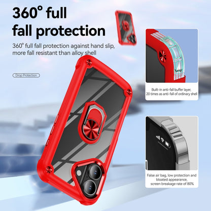 For iPhone 16 TPU + PC Lens Protection Phone Case with Ring Holder(Red) - iPhone 16 Cases by PMC Jewellery | Online Shopping South Africa | PMC Jewellery | Buy Now Pay Later Mobicred