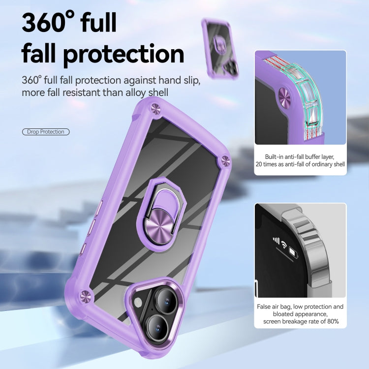 For iPhone 16 TPU + PC Lens Protection Phone Case with Ring Holder(Purple) - iPhone 16 Cases by PMC Jewellery | Online Shopping South Africa | PMC Jewellery | Buy Now Pay Later Mobicred