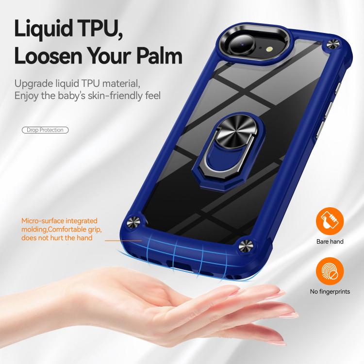 For iPhone 16e TPU + PC Lens Protection Phone Case with Ring Holder(Red) - iPhone 16e Cases by PMC TechLife | Online Shopping South Africa | PMC TechLife | Buy Now Pay Later Mobicred