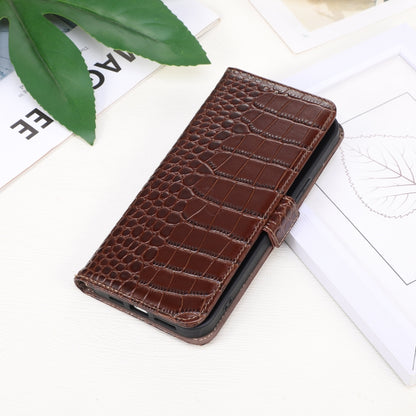 For iPhone 16 Plus Crocodile Top Layer Cowhide Leather Phone Case(Brown) - iPhone 16 Plus Cases by PMC Jewellery | Online Shopping South Africa | PMC Jewellery | Buy Now Pay Later Mobicred