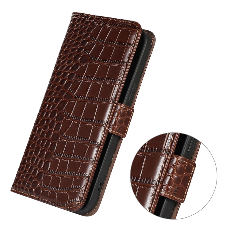 For iPhone 16 Plus Crocodile Top Layer Cowhide Leather Phone Case(Brown) - iPhone 16 Plus Cases by PMC TechLife | Online Shopping South Africa | PMC TechLife | Buy Now Pay Later Mobicred
