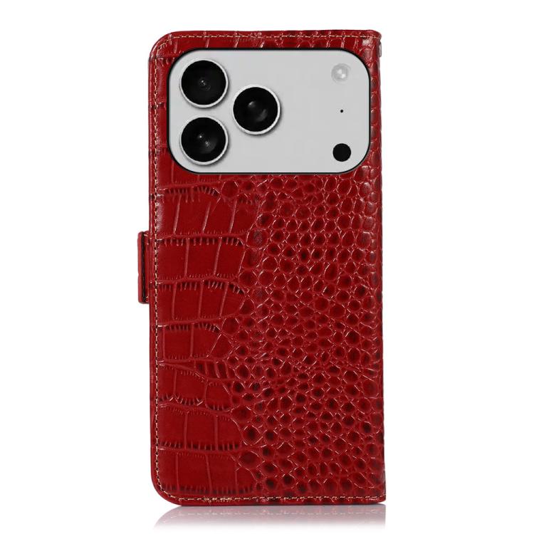 For iPhone 17 Pro Max Crocodile Top Layer Cowhide Leather Phone Case(Red) - free shipping - PMc TechLife - Order now!