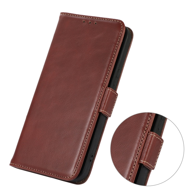 For iPhone 16 Plus Crazy Horse Top Layer Cowhide Leather Phone Case(Brown) - iPhone 16 Plus Cases by PMC TechLife | Online Shopping South Africa | PMC TechLife | Buy Now Pay Later Mobicred