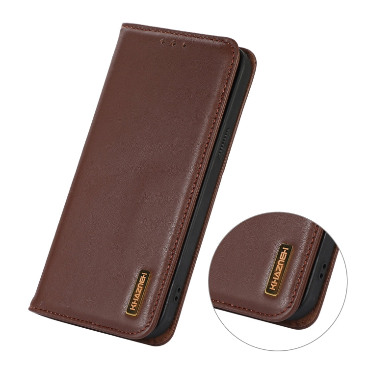 For iPhone 16 KHAZNEH Nappa Top Layer Cowhide Leather Phone Case(Brown) - iPhone 16 Cases by PMC Jewellery | Online Shopping South Africa | PMC Jewellery | Buy Now Pay Later Mobicred