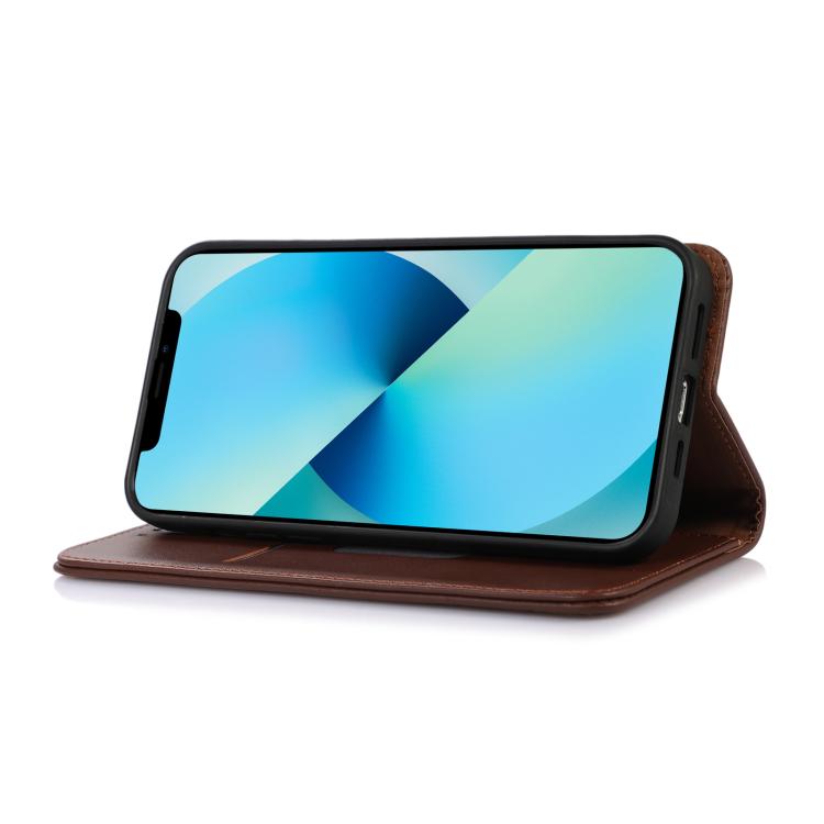 For iPhone 17 Pro KHAZNEH Nappa Top Layer Cowhide Leather Phone Case(Brown) - free shipping - PMc TechLife - Order now!