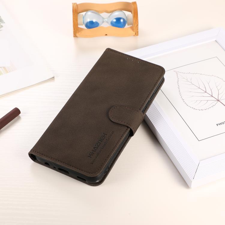 For iPhone 16e KHAZNEH Matte Texture Leather Phone Case(Brown) - iPhone 16e Cases by PMC TechLife | Online Shopping South Africa | PMC TechLife | Buy Now Pay Later Mobicred