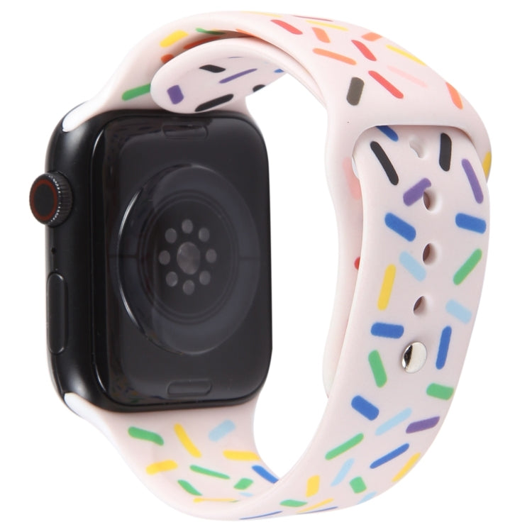 Rainbow Raindrops Silicone Watch Band For Apple Watch SE 2023 44mm(Pink) - Watch Bands by PMC TechLife | Online Shopping South Africa | PMC TechLife
