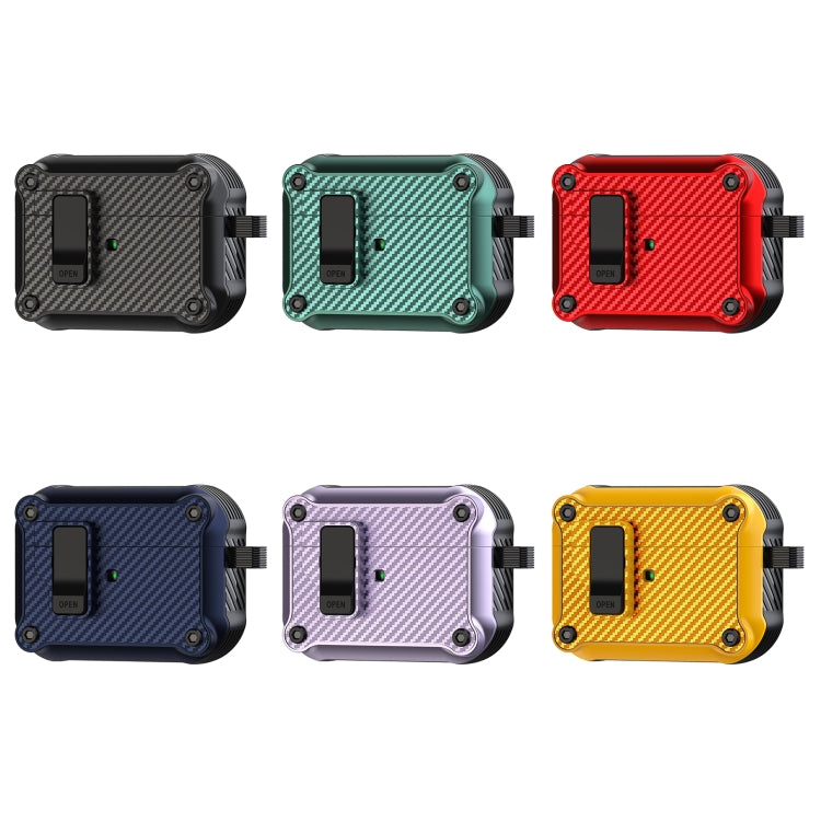 For AirPods Pro Carbon Fiber Magnetic Automatic Switch Earphone Protective Case(Purple) - free shipping - PMC Jewellery - Order now!