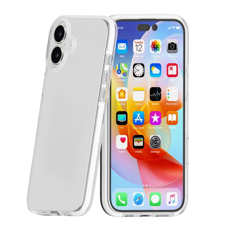 For iPhone 16 Plus Two-color Shockproof High Transparency TPU Phone Case(White) - iPhone 16 Plus Cases by PMC TechLife | Online Shopping South Africa | PMC TechLife | Buy Now Pay Later Mobicred