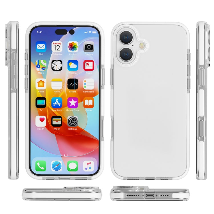 For iPhone 16 Two-color Shockproof High Transparency TPU Phone Case(White) - iPhone 16 Cases by PMC TechLife | Online Shopping South Africa | PMC TechLife | Buy Now Pay Later Mobicred
