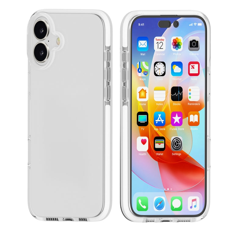 For iPhone 16 Two-color Shockproof High Transparency TPU Phone Case(White) - iPhone 16 Cases by PMC TechLife | Online Shopping South Africa | PMC TechLife | Buy Now Pay Later Mobicred