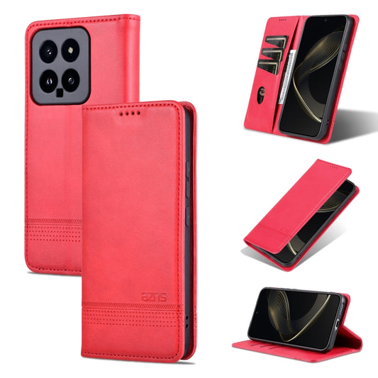 For Xiaomi 14 AZNS Magnetic Calf Texture Flip Leather Phone Case(Red) - 14 Cases by AZNS | Online Shopping South Africa | PMC Jewellery | Buy Now Pay Later Mobicred