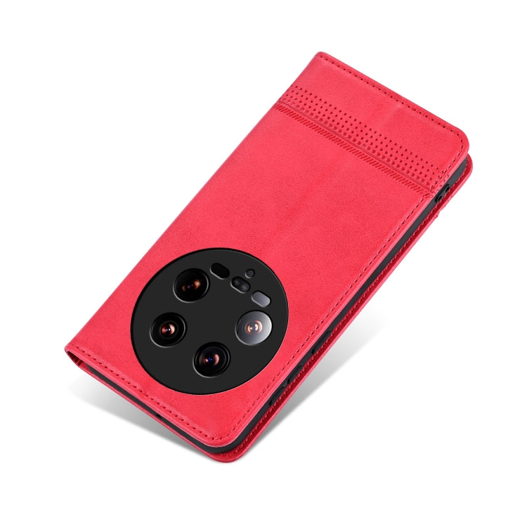 For Xiaomi 14 Ultra AZNS Magnetic Calf Texture Flip Leather Phone Case(Red) - 14 Ultra Cases by AZNS | Online Shopping South Africa | PMC Jewellery | Buy Now Pay Later Mobicred