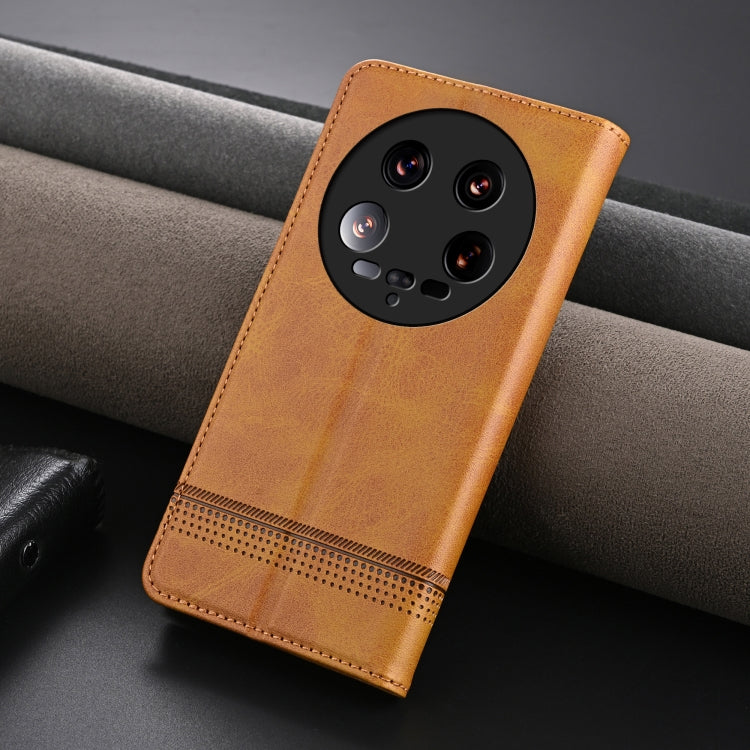 For Xiaomi 14 Ultra AZNS Magnetic Calf Texture Flip Leather Phone Case(Light Brown) - 14 Ultra Cases by AZNS | Online Shopping South Africa | PMC Jewellery | Buy Now Pay Later Mobicred