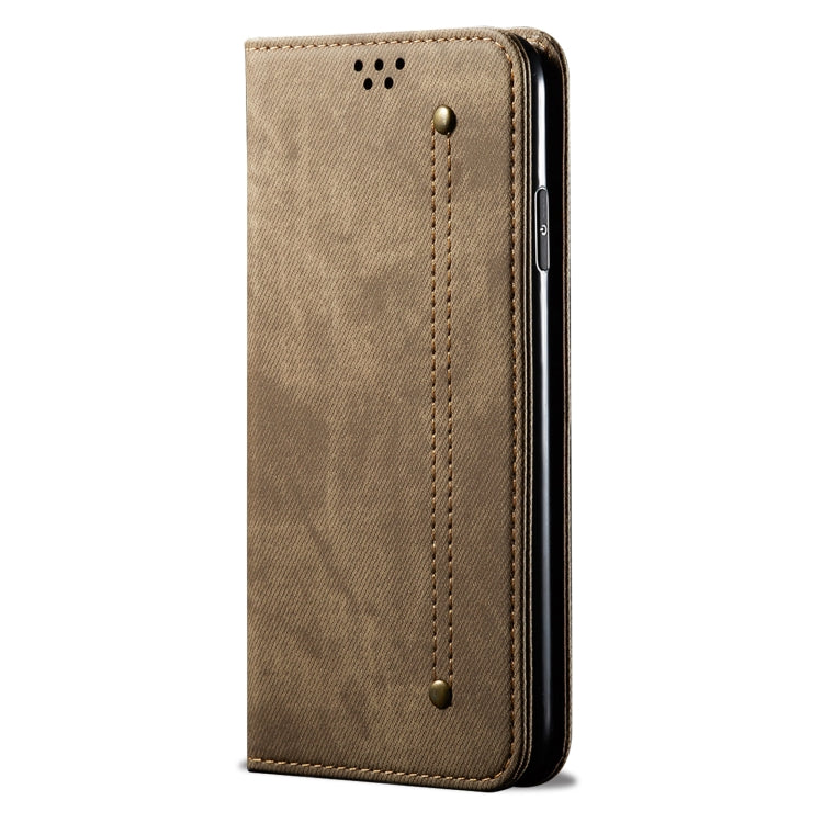 For vivo X100 Pro Denim Texture Flip Leather Phone Case(Khaki) - vivo Cases by imak | Online Shopping South Africa | PMC Jewellery | Buy Now Pay Later Mobicred