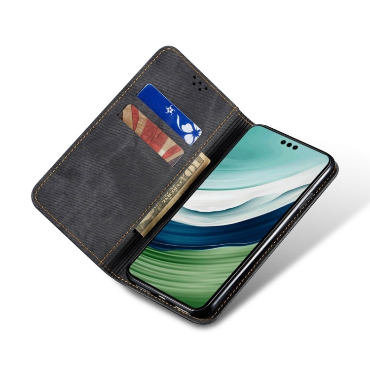 For Honor 100 Denim Texture Flip Leather Phone Case(Black) - Honor Cases by PMC TechLife | Online Shopping South Africa | PMC TechLife | Buy Now Pay Later Mobicred