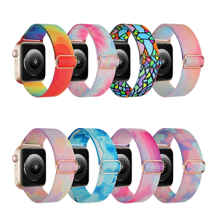 For Apple Watch SE 2023 44mm Painted Pattern Nylon Replacement Watch Band(Symphony Aurora) - free shipping - PMc TechLife - Order now!