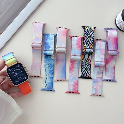 For Apple Watch Ultra 2 49mm Painted Pattern Nylon Replacement Watch Band(Ladder Purple Blue) - Watch Bands by PMC Jewellery | Online Shopping South Africa | PMC Jewellery | Buy Now Pay Later Mobicred