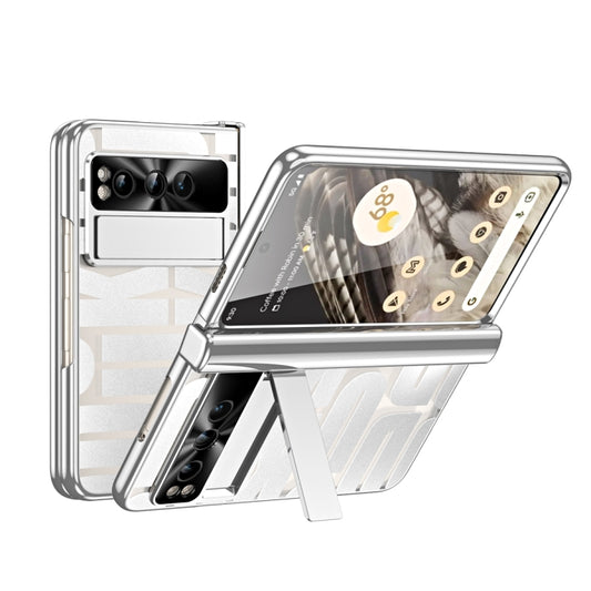 For Google Pixel Fold Integrated Electroplating Folding Phone Case with Pen Slot & Hinge(Silver) - Google Cases by PMC Jewellery | Online Shopping South Africa | PMC Jewellery | Buy Now Pay Later Mobicred