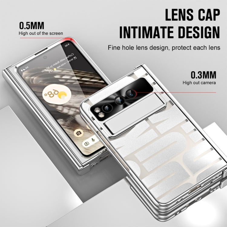 For Google Pixel Fold Integrated Electroplating Folding Phone Case with Pen Slot & Hinge(Silver) - Google Cases by PMC TechLife | Online Shopping South Africa | PMC TechLife | Buy Now Pay Later Mobicred