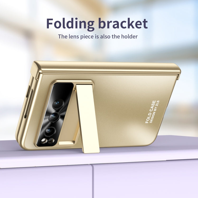 For Google Pixel Fold Integrated Electroplating Folding All-inclusive Phone Case with Pen Slot & Hinge(Gold) - Google Cases by PMC TechLife | Online Shopping South Africa | PMC TechLife | Buy Now Pay Later Mobicred
