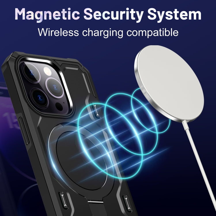 For iPhone 14 / 13 Patronus MagSafe Magnetic Holder Phone Case(Black) - iPhone 14 Cases by PMC TechLife | Online Shopping South Africa | PMC TechLife