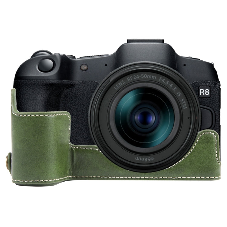 For Canon EOS R8 1/4 inch Thread PU Leather Camera Half Case Base(Green) - Half Case by PMC TechLife | Online Shopping South Africa | PMC TechLife | Buy Now Pay Later Mobicred