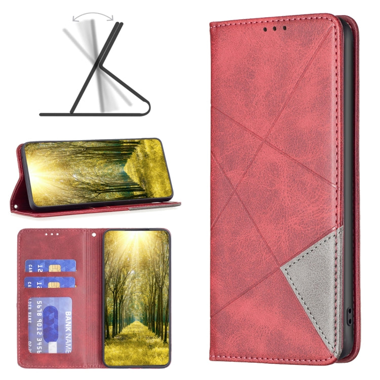 For Motorola Edge 40 Rhombus Texture Magnetic Leather Phone Case(Red) - Motorola Cases by PMC Jewellery | Online Shopping South Africa | PMC Jewellery | Buy Now Pay Later Mobicred